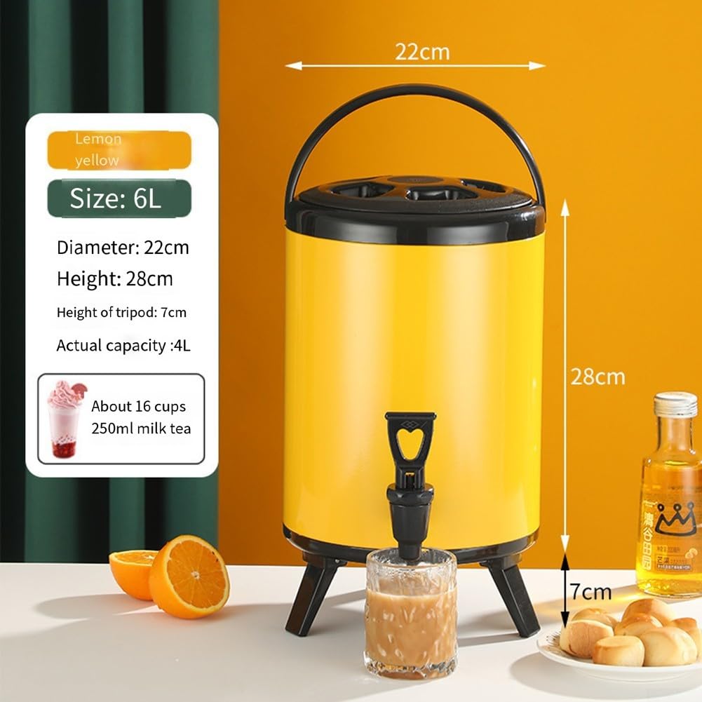 Cubo de té aislado al aire libre para servir bebidas conveniente, diseño fácil de limpiar (6L amarillo)