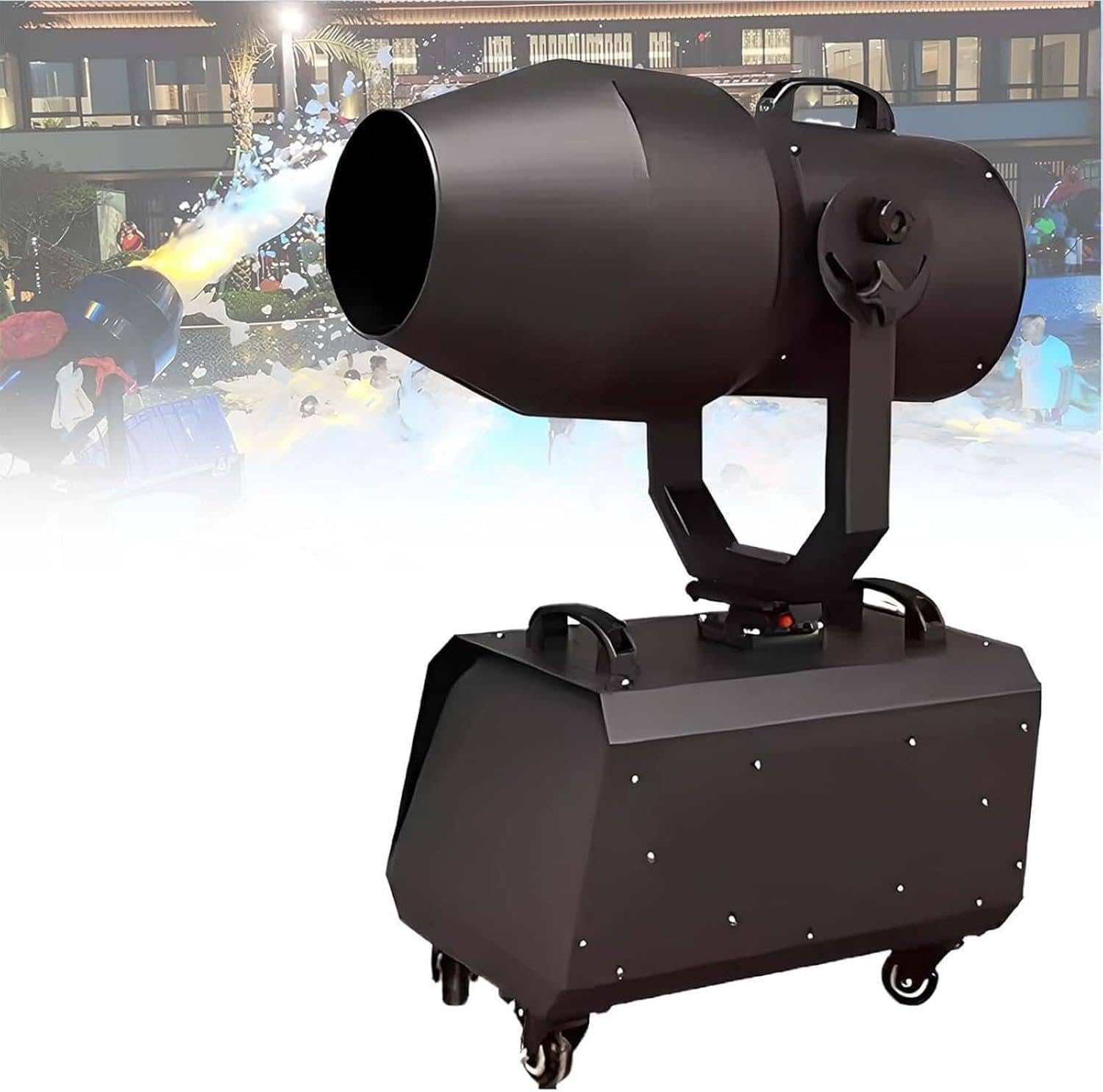 ZIXIAOS Stage Effect Jet Foam Machine, With Automatic Head Shaking, 7–10 M Distance/80 M² Area, For Parties, Events, Summer Pool Fun & Private Birthday Parties