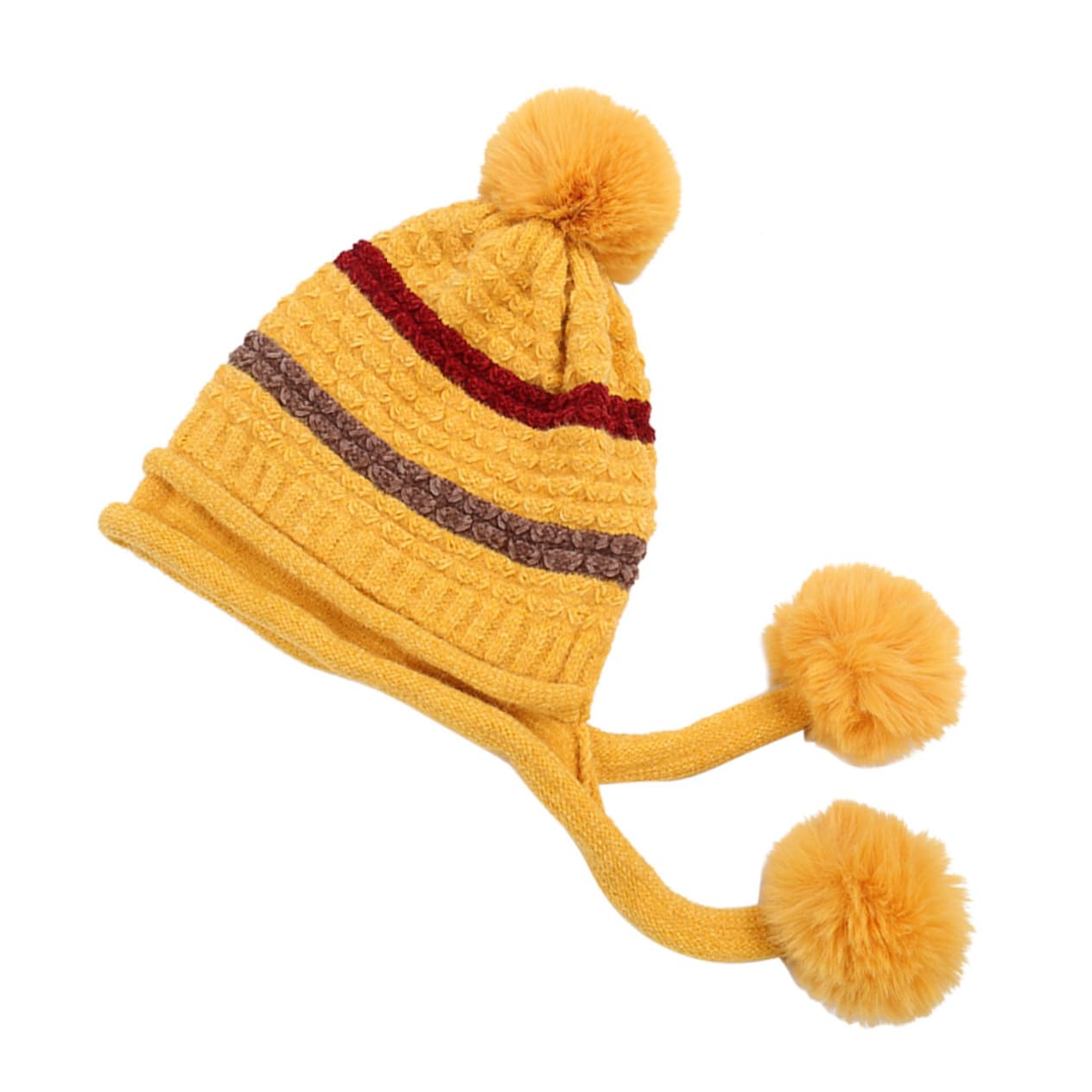 SHERCHPRY 2piezas Gorro De Lana para Mujer Pompones Sombrero Cálido para Esquiar y Actividades Al Aire Diseño Ligero y Elástico Color Amarillo