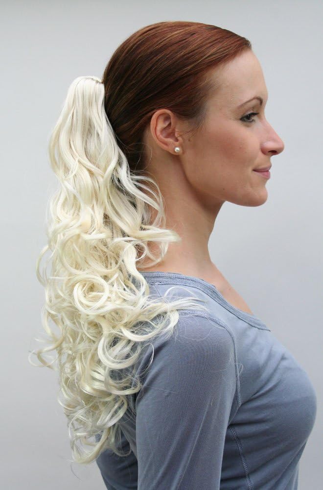 WIG ME UP, C-128-613 Hairpiece ponytail medium length curls platinum blond Butterfly-Claw/Clamp 18inch, platinum blonde (613) - Image 3