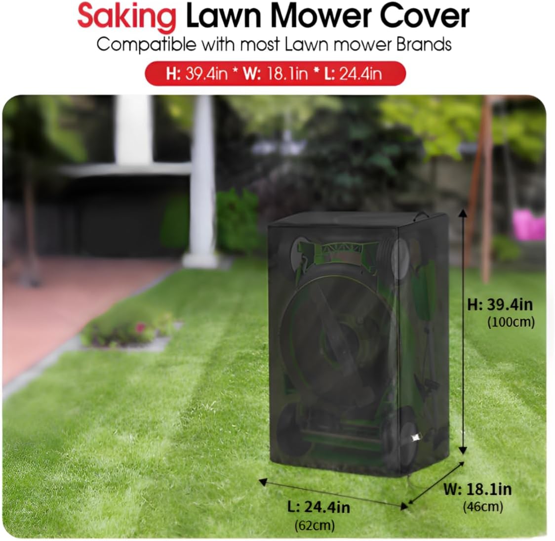 Lawn Mower Cover, Waterproof Cordless Lawn Mower Cover, Riding Lawn Tractor Cover Fits 18-24-Inch Foldable Electric Lawn Mowers, Lawn Mower Storage Cover with UV, Dust, and Dirt Protection
