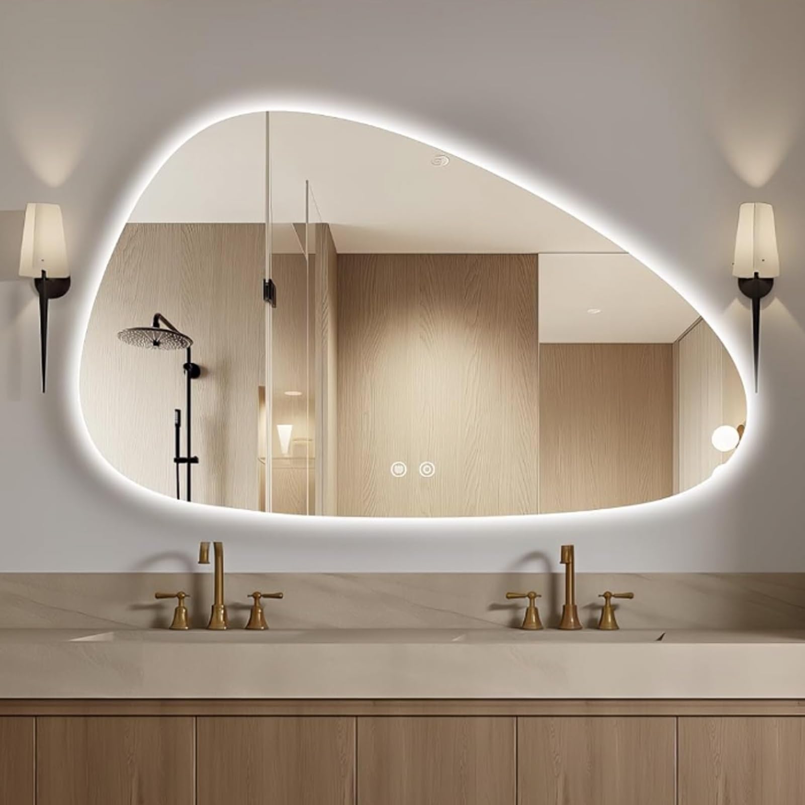 Miroir de salle de bain LED irrégulier rétroéclairé 60x80cm