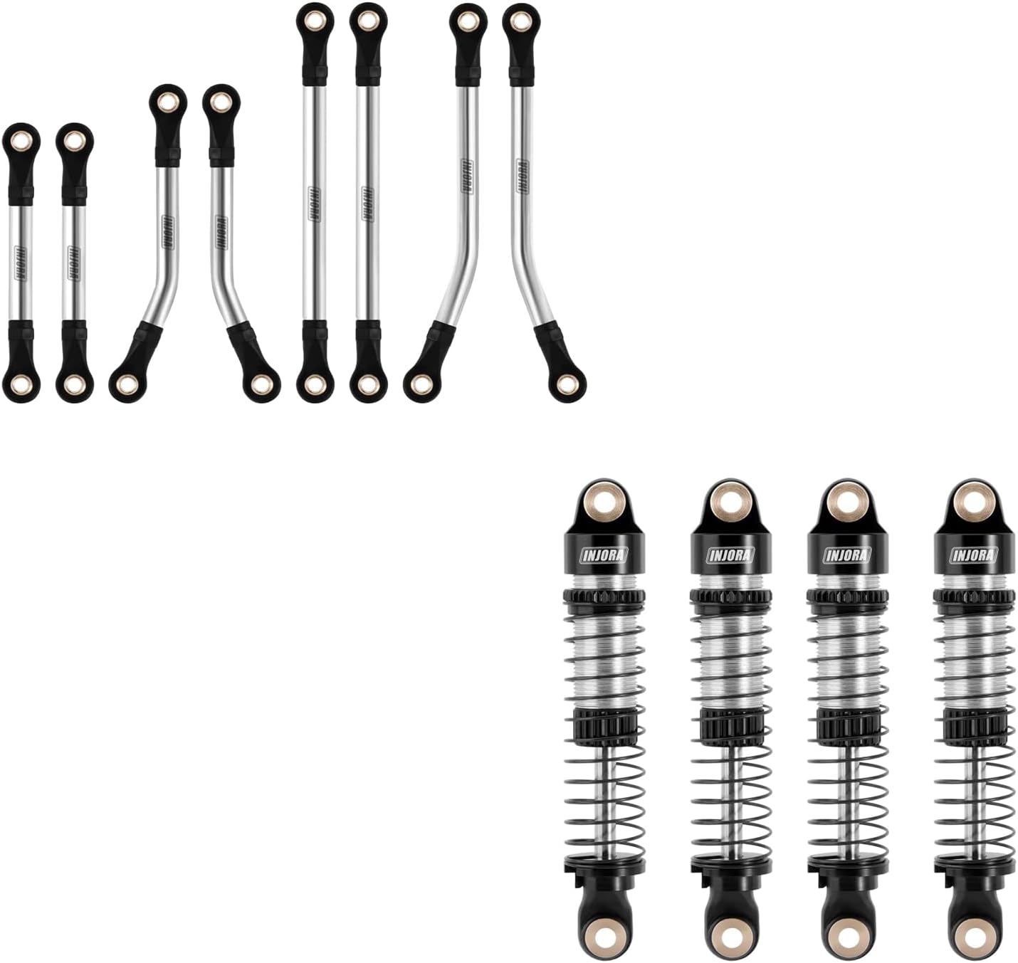 INJORA Stainless Steel Link Set and 53mm Shocks for TRX4M Upgrade Parts 1/18 RC Crawler Car