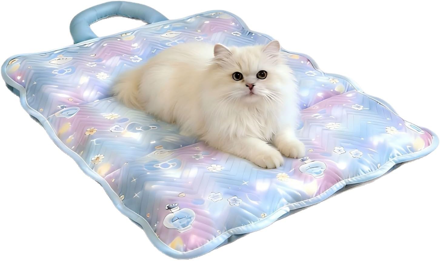 Pet Cool Mat, Three-Fold Waterproof Dog and Cat Bed, Ice-Sensory Cooling, Scratch-Resistant, No Hair Sticking, Purple/Pink/Green, S to XXL (XXL-Green)