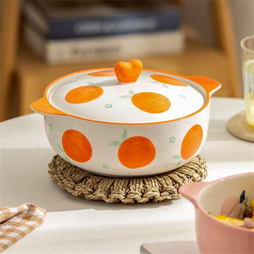 1.2/1.5L Ceramic Instant Noodle Bowl with Lid Kitchen Soup Cereal Bowl Heat-Resistant (C 22 * 7.5CM) (A 24 * 12.3CM)