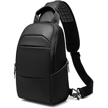 Crossbody Bag Men's Waterproof Sling Bag for 7.9 Inch iPad Shoulder Bag Men with USB Port Shoulder Bag Men's Chest Bag for Work Cycling Sports Travel Black
