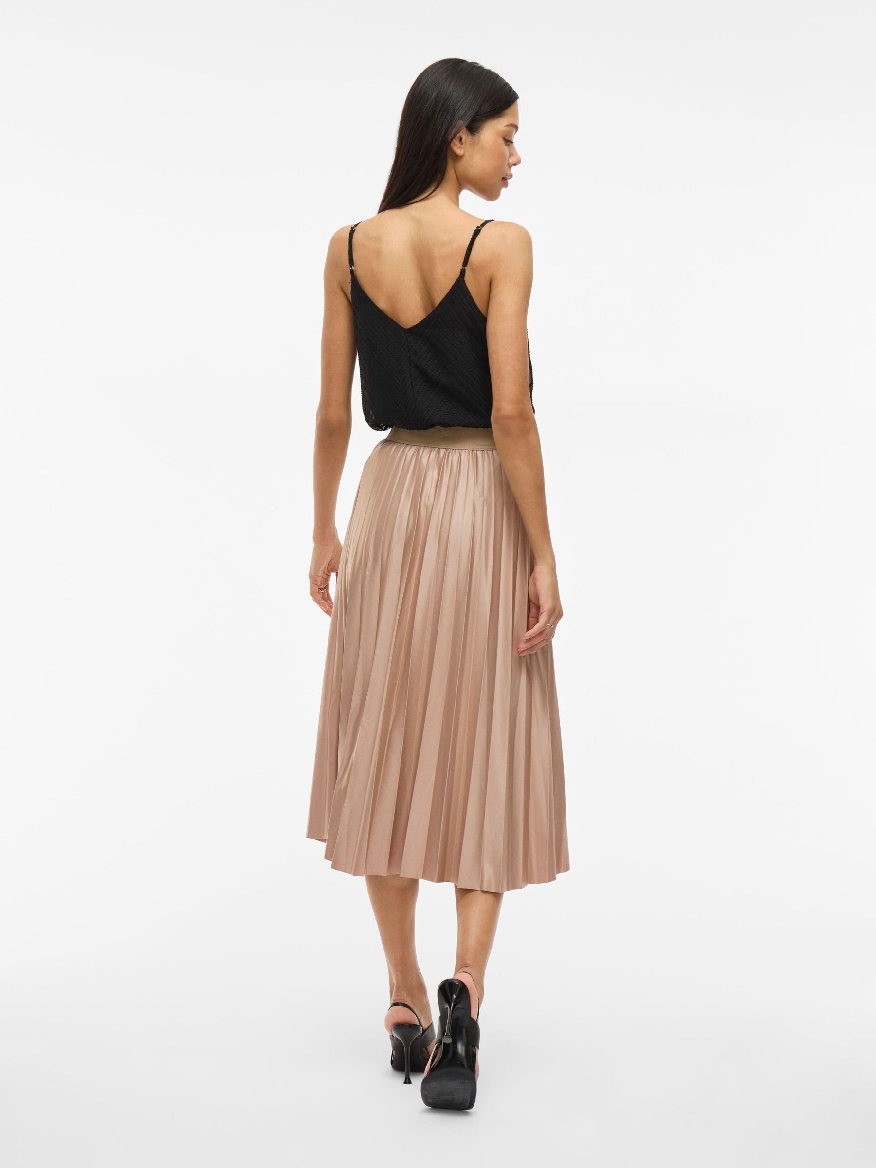Vila Midi Skirt VINITBAN Pleated, piasek, XS