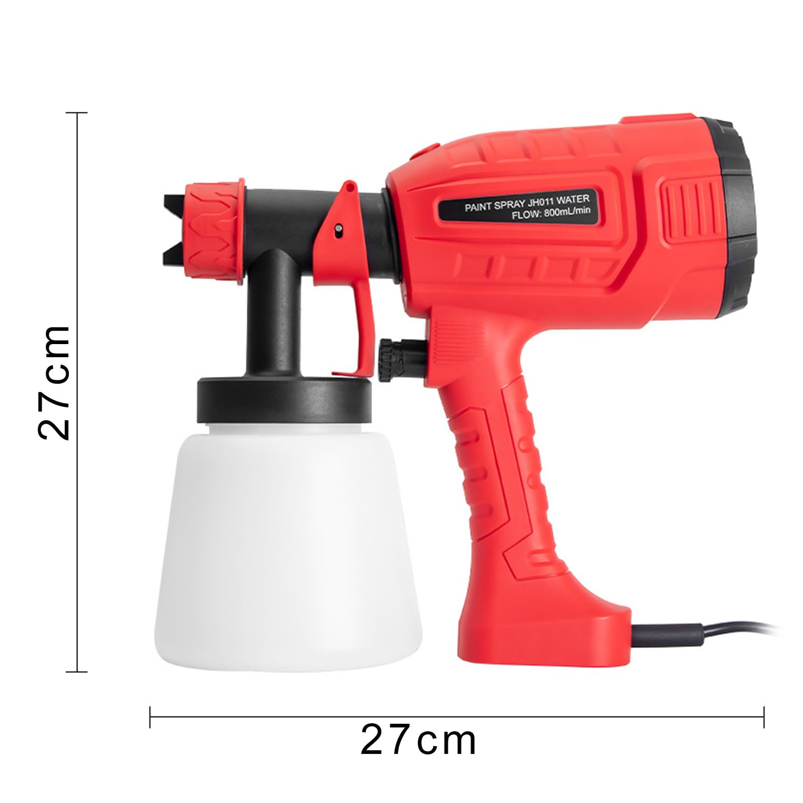 Pistola de pintura eléctrica de 700 W HVLP profesional – 5 boquillas + 3 modos de pulverización, depósito de 800 ml, interior, exterior, casa, armarios, vallas, techos, accesorios incluidos