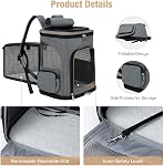 Lekesky Pet Backpack Carrier Extra Large Expandable Cat Backpack Airline Approved Dog Carrier for Small Dogs and Cats up to 22 lb, Grey