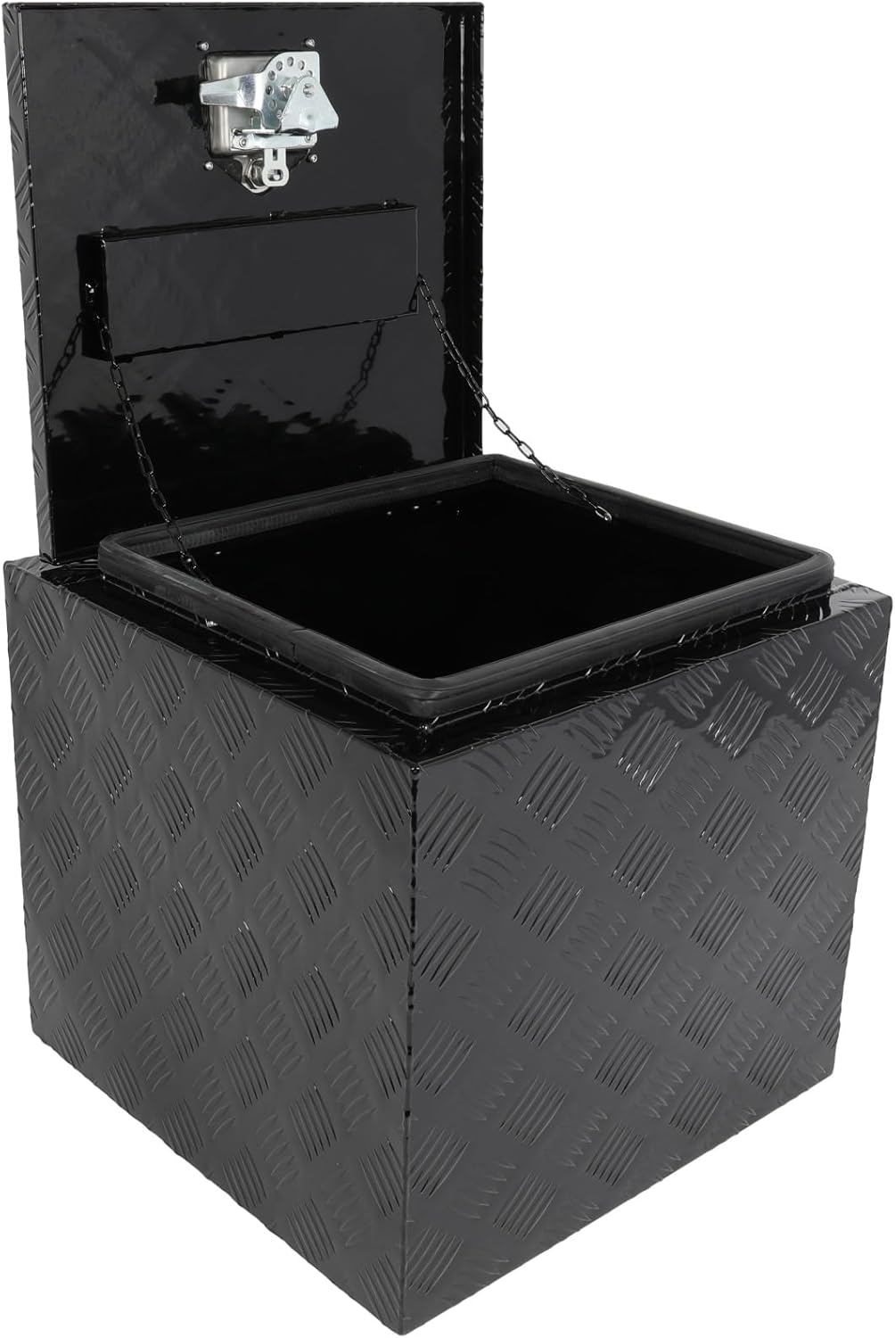 SCITOO 18 Inch Aluminum Diamond Plate Truck Bed Tool Box,Heavy Duty Crossover Storage for Most Full Size Pickups,Lockable Weatherproof Chest,Fits 18" Truck Beds,Easy Access to Load and Unload