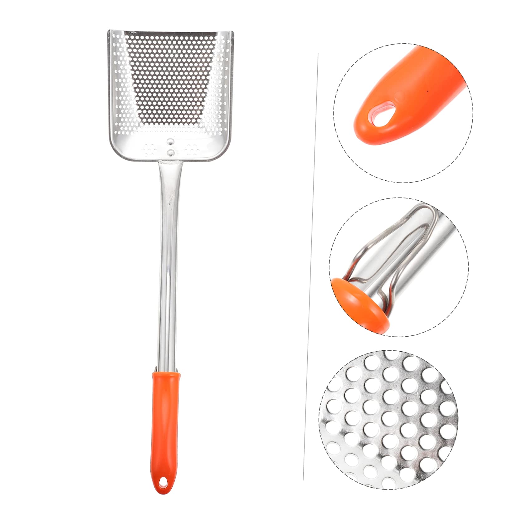 Amosfun 1 pala de aceite colador de metal colador de silicona herramientas para el hogar cocina colador de malla fina skimmer cucharón espátula de pescado ranurado colador de malla colador de cocina