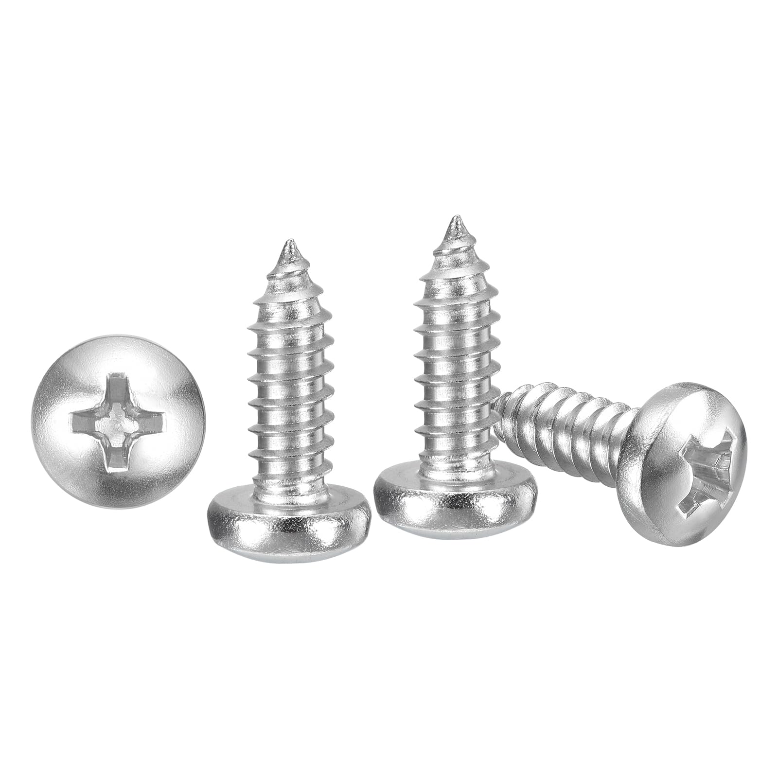METALLIXITY Phillips Pan Head Self Tapping Screws(#14x3/4") 50Pcs, 304 Stainless Steel Self Drilling Screw for Metal Wood Plastic, for Cabinet Wall Shutter Plate Rock Furniture, Silver Tone — image 1