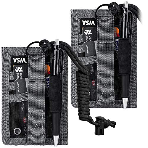 IronSeals Tactical ID Card Holder Hook & Loop Patch Badge Holder Detachable Quick Rip-Away Badge Holder with Key Ring and Adjustable Neck Lanyard (Grey(2-Pack))