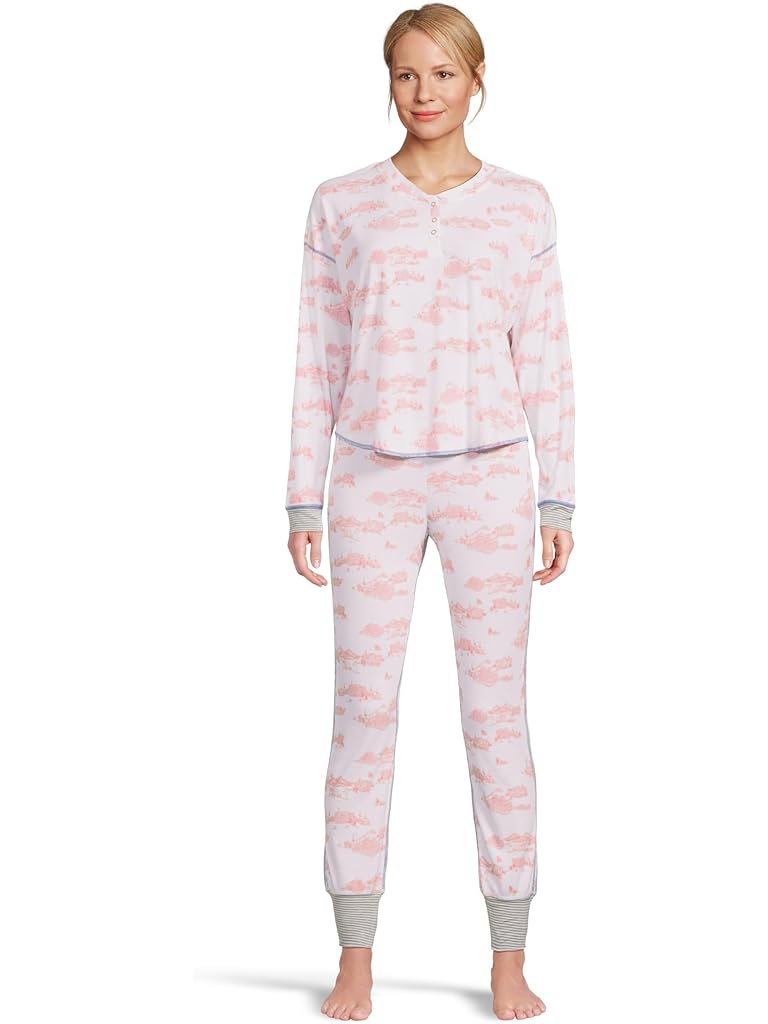 White HONEYDEW Back in Bed Long Henley Set