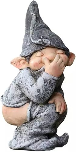 Miniatura 7 de Estatua de gnomo traviesa divertida para hacer caca al aire libre, figuras de jardín, esculturas y estatuas de jardín de decoración enana, molde en