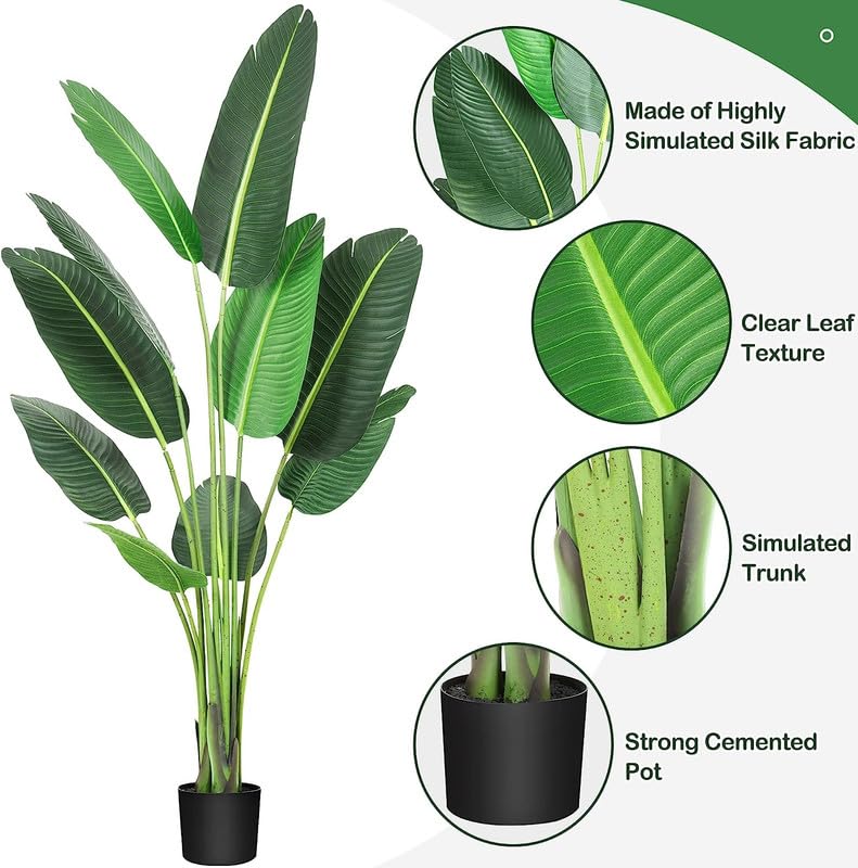 IDEALHOUSE 4ft Artificial Bird of Paradise Palm Tree, Realistic Faux Plant, Indoor/Outdoor, Low Maintenance, Perfect Housewarming Gift