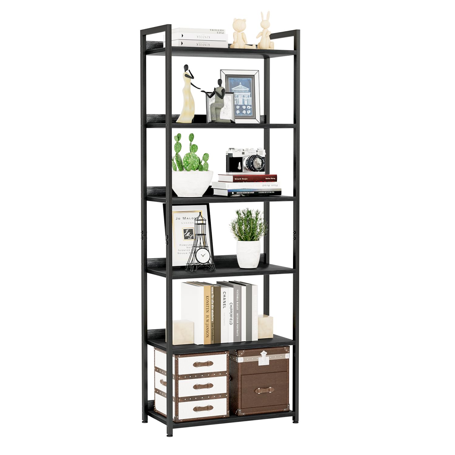 NUMENN Bookshelf, 6 Tier Bookshelves, Home Office Bookcase Shelf Storage Organizer, Free Standing Storage Shelving Unit for Bedroom, Living Room and