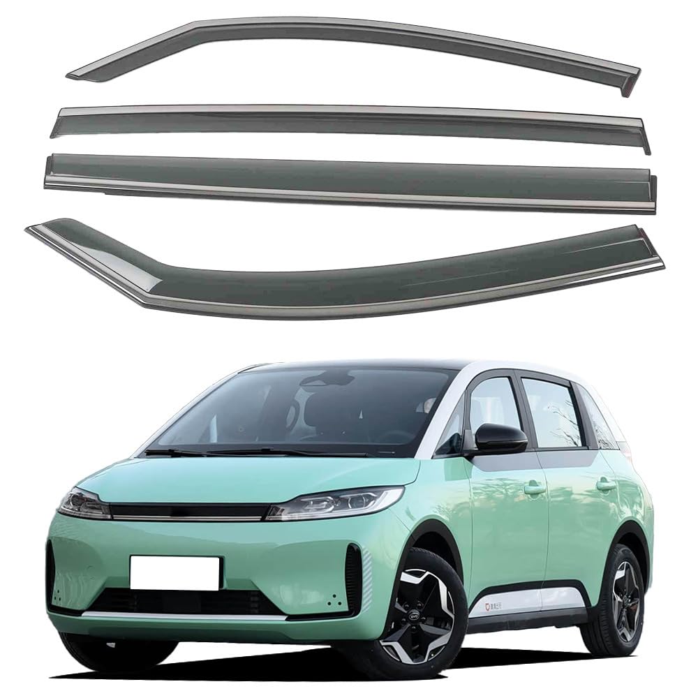liufangfc Wind Deflectors for BYD D1 2021 – 4pc Tape-On Smoked Visors, Weatherproof, Anti-Salt/Snow, Low-Noise