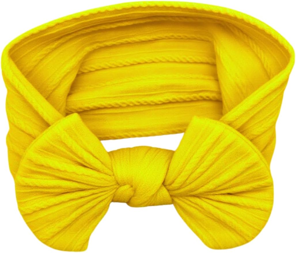 Faixa de Cabelo com Laço para Bebê Recém-Nascido – Tecido Macio e Elástico, Acessório Infantil Confortável para Fotos, Passeios e Uso Diário (Amarelo, Único)