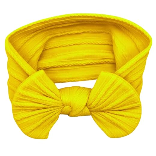 Faixa de Cabelo com Laço para Bebê Recém-Nascido – Tecido Macio e Elástico, Acessório Infantil Confortável para Fotos, Passeios e Uso Diário (Amarelo, Único)