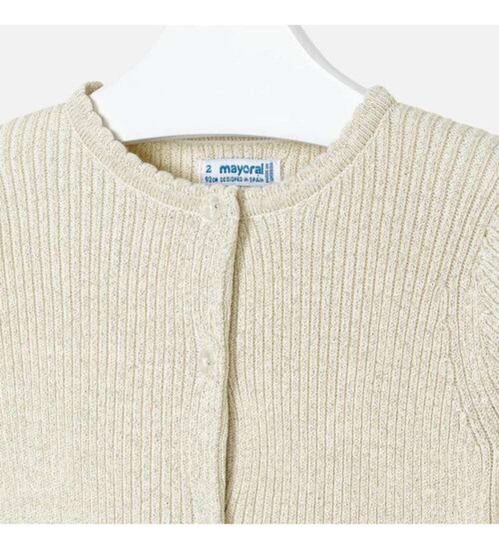 Cardigan in Misto Cotone e Lurex per Bambine e Ragazze, Polsini con Volant, Mayoral 4305, Ragazze Bolero, Golfino Bambina Elegante Bolero Coprispalle Ragazza