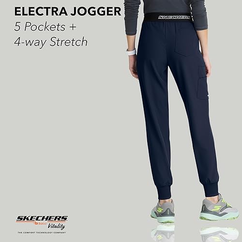 Miniatura 2 de BARCO Skechers Vitality Electra Classic Fit Scrub Jogger para mujer Pantalón de tiro medio, 5 bolsillos con elástico en 4 direcciones