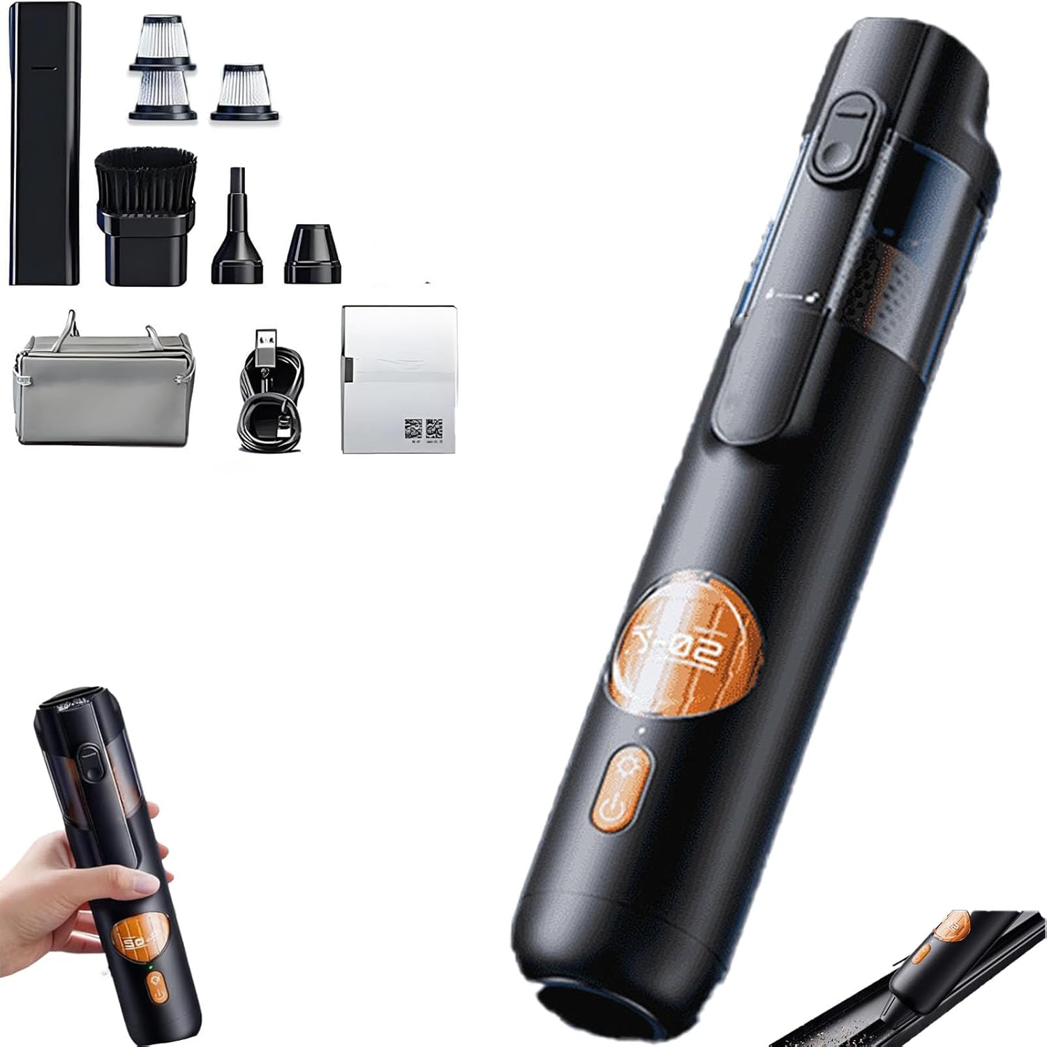 5-in-1 Smart Handheld Vacuum Cleaner, Cordless mini Vacuum with 15kpa suctionrs, 2025Upgraded Cordless Mini Vacuum,Rechargeable Type-C Portable Dust Cleaner for Home, Car, Sofa (Black(Set))