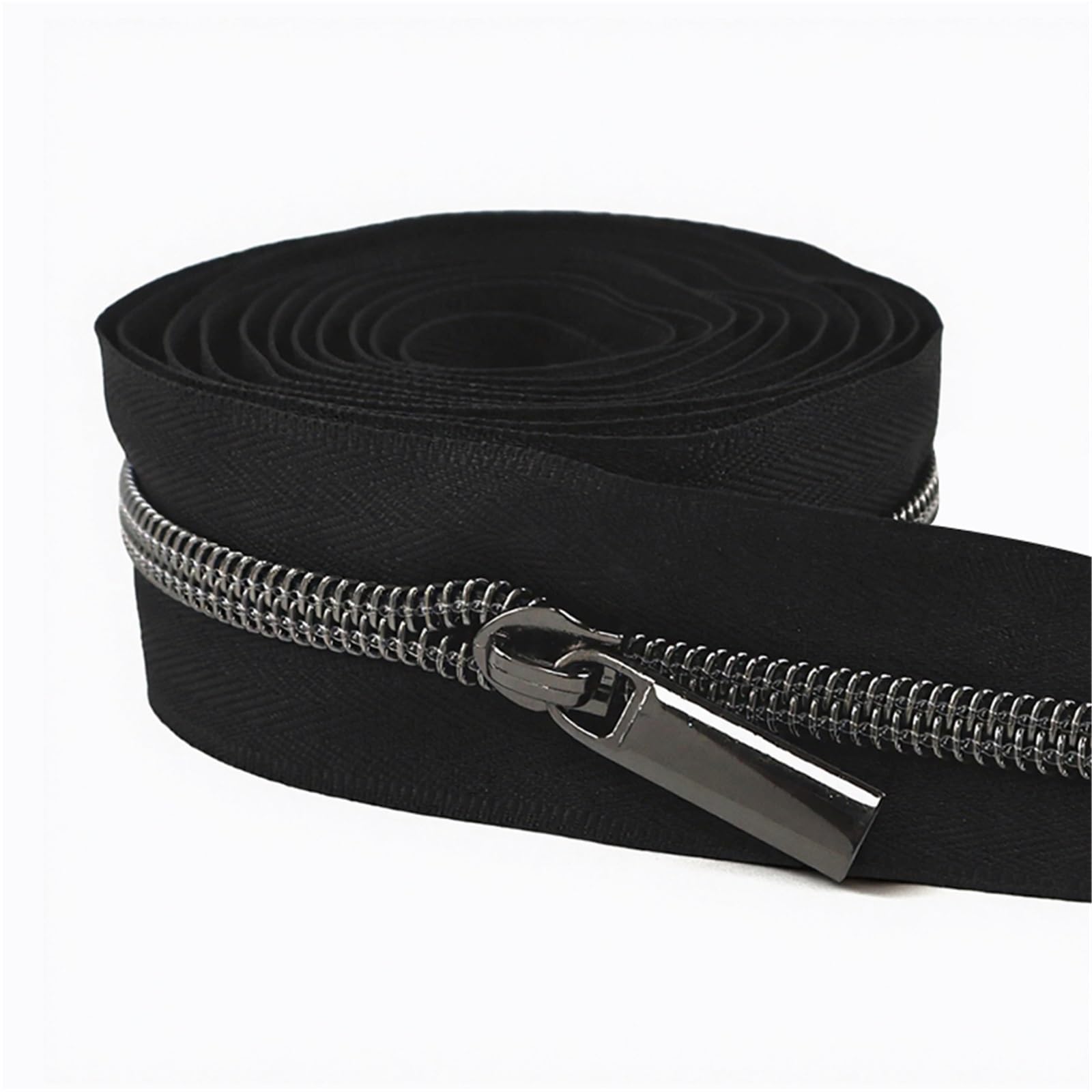 Two Way Zipper 1-5M 5# Nylon Zippers Tape with Zipper Puller Sewing Bag Clothing Zips Head Shoes Jacket Zip DIY Tailor Accessories(KY377ZT148-GunBlack,2M+2Pcs)