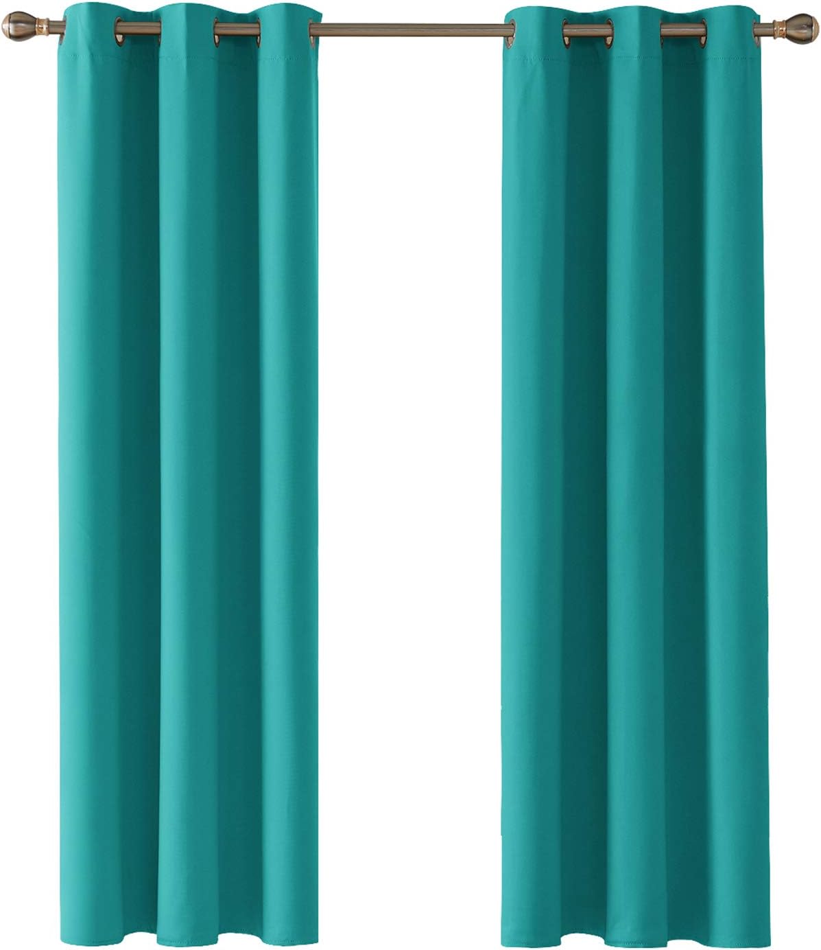Deconovo Noise Reduction Blackout Curtains Thermal Insulated Eyelet Curtains for Baby Nursery Turquoise W42 x L84 Inch One Pair