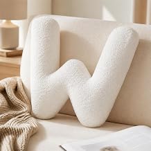 Letter Plush Pillow, Letter Hugging Throw Pillows, Decorative Initial Letter Shaped Throw Pillows for Bed Couch, Letter Pillows English Alphabet A to Z for Sofa Bedroom Living Room Decor W