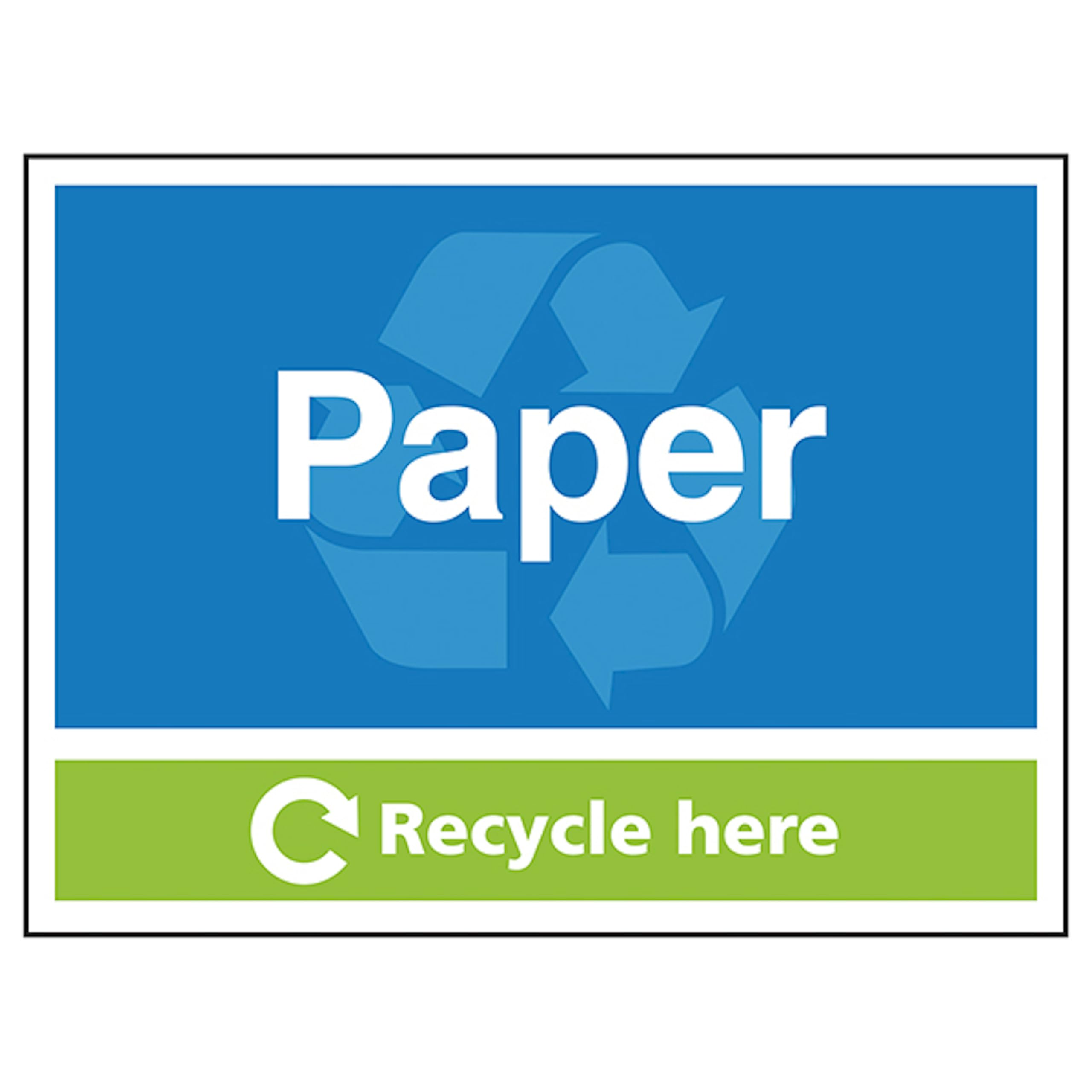 V Safety Paper Recycle Here 200 x 150 mm - Self Adhesive Vinyl Safety Sign