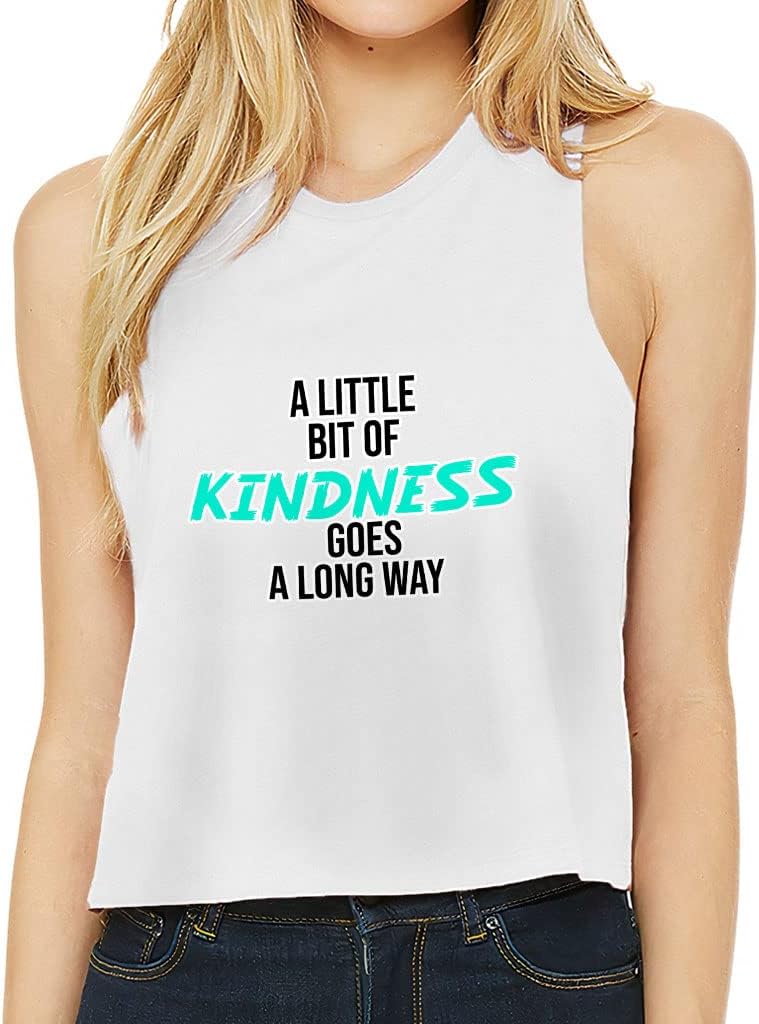 A Little Bit of Kindness Racerback Cropped Tank - Word Print Women's Tank - Cute Tank Top