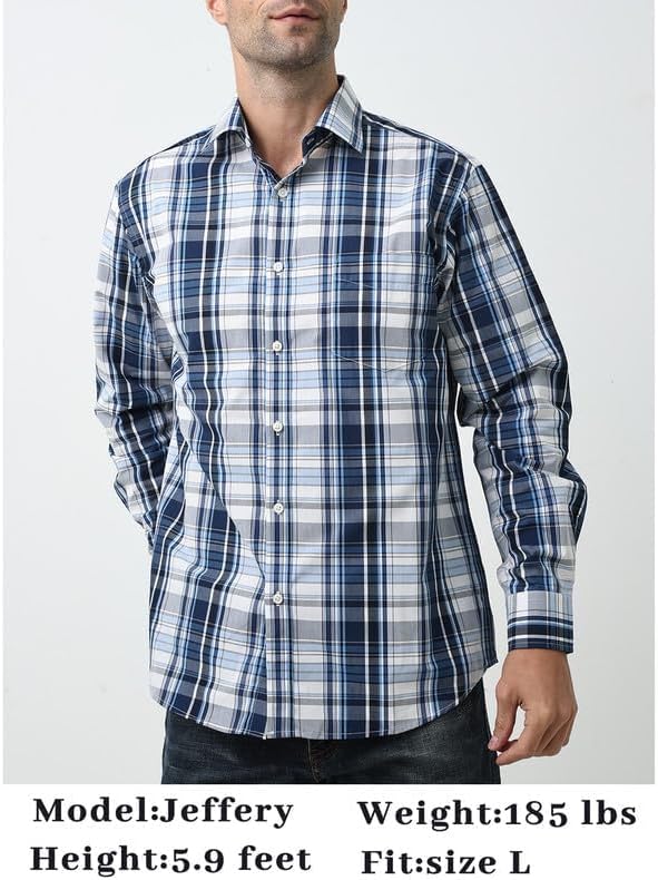 Double Pump Mens Button Down Shirts Cotton Long Sleeve Shirts Regular Fit - Image 5