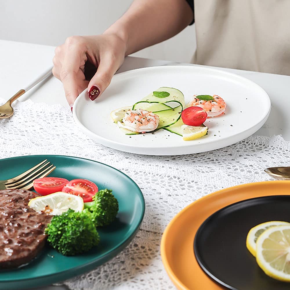 Assiettes rondes en céramique adaptées pour les restaurants, lisses et simples à nettoyer. Dimensions : diamètre 24,5 cm x hauteur 2,9 cm (vert)