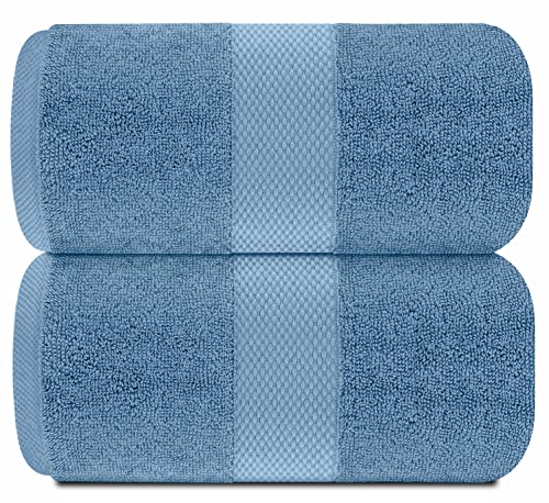 Image of White Classic Luxury Soft Bath Sheet Towels - 650 GSM Cotton Luxury Bath Towels Extra Large 35x70 | Highly Absorbent and Quick Dry | Hotel Quality Extra Large Bath Towels Oversized, Light Blue, 2 Pack