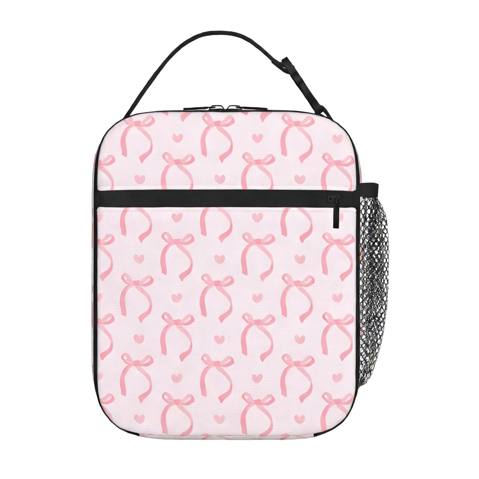 Muiltvoe Insulated Lunch Bag, Cute Pink Butterfly Bow for Women Girls Lunch Bag Reusable Thermal Cooler Bags Leakproof Lunch Bag for Adults Kids Packed Lunchbox for Work School Picnic Travel Beach