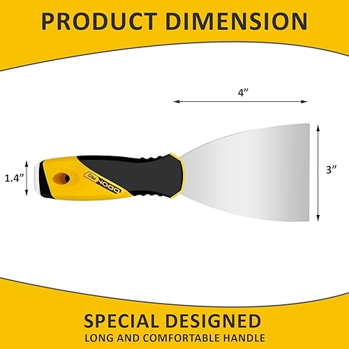 Miniatura 2 de Herramienta raspadora de cuchillo de masilla flexible, hoja de acero inoxidable con mango de agarre suave, herramienta raspadora de metal para