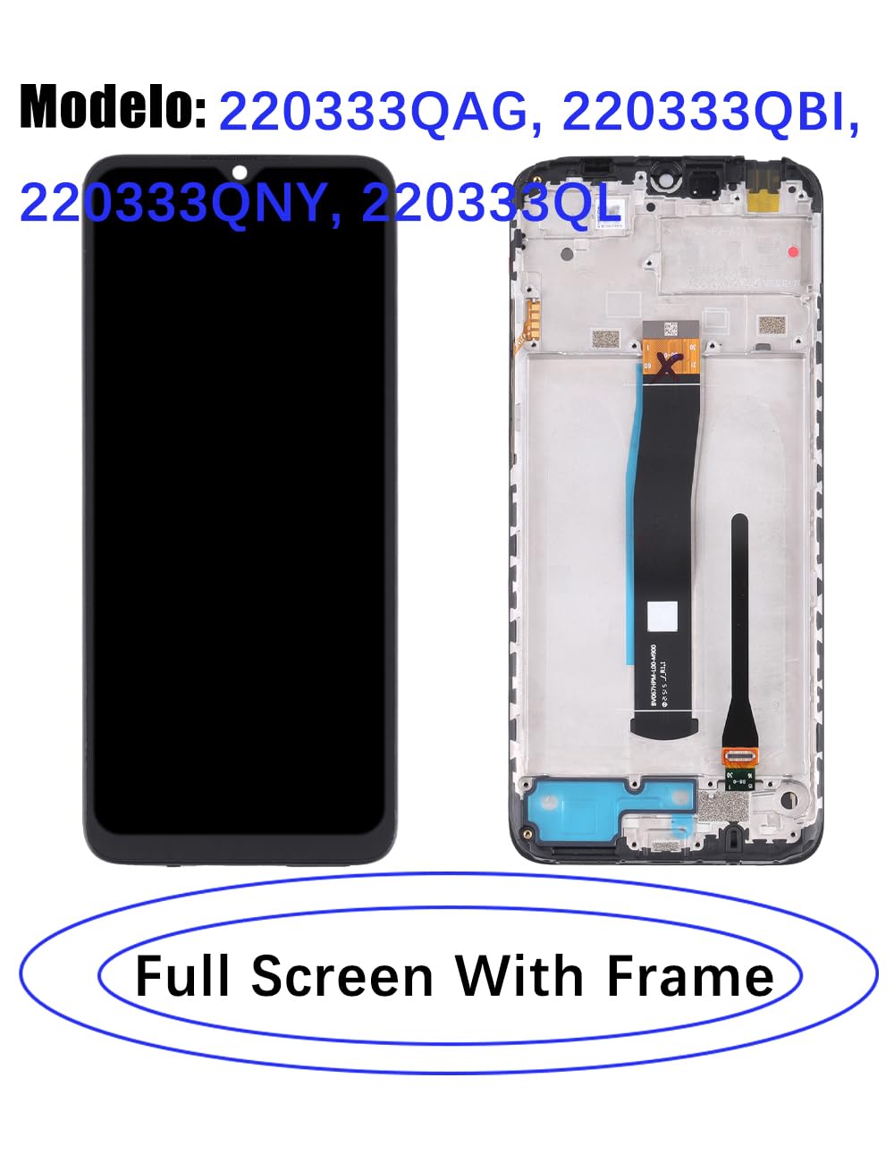 Display originale di ricambio per display LCD Redmi 10c, 220333QAG 220333QBI Display Touch Digitizer Assembly, kit di parti di riparazione (nero con cornice)