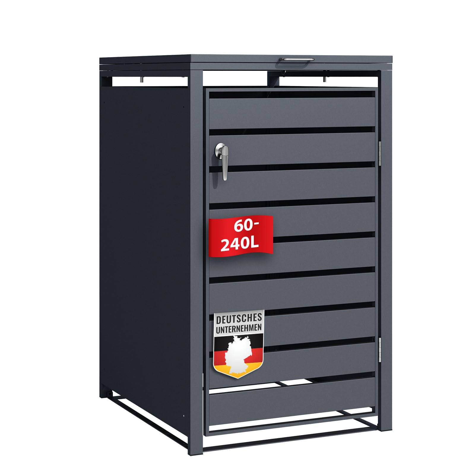 Abri poubelles avec décor Bois, Structure en Acier Inoxydable | 1 à 3 Portes | Rangement poubelles de 60 à 240 L – Anthracite avec décor Bois (Gris foncé Magnus, 68 × 80 × 116 cm (1 Porte))