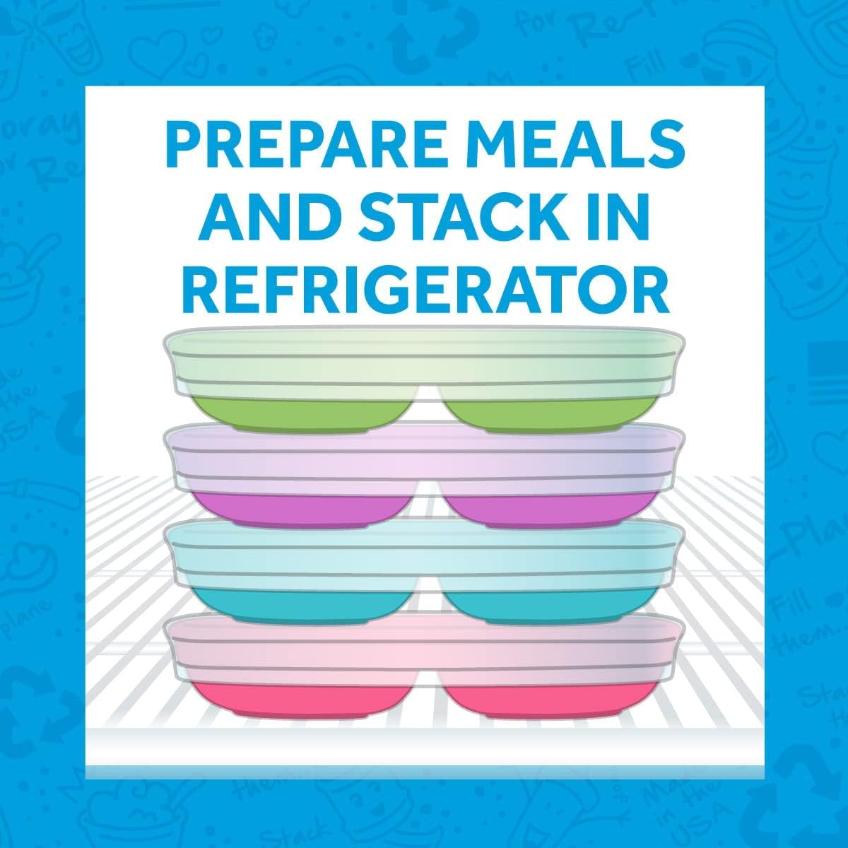 Re Play - 4 Pack 7.37" Divided Plates with Deep Sides for Baby, Toddler & Child Feeding | BPA Free | Made in USA from Eco Friendly Recycled Milk Jugs | Wave (White, Ice Blue, Sky, Navy)
