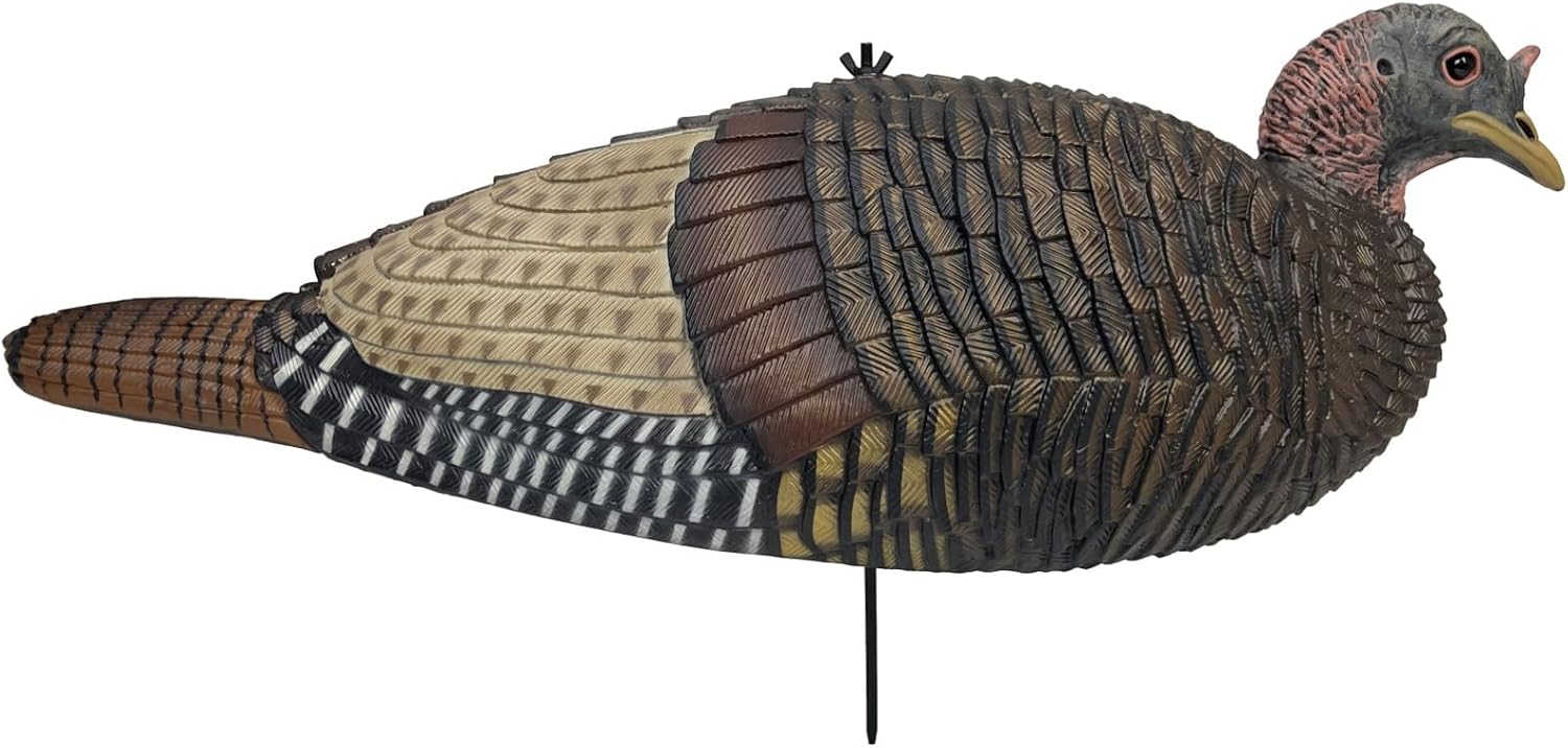 Bone Collector Lay Down Hen Decoy – Realistic Submissive Turkey Decoy – Lightweight & Packable – Scratch & Flake-Resistant Paint – Includes Stake System for Lifelike Motion