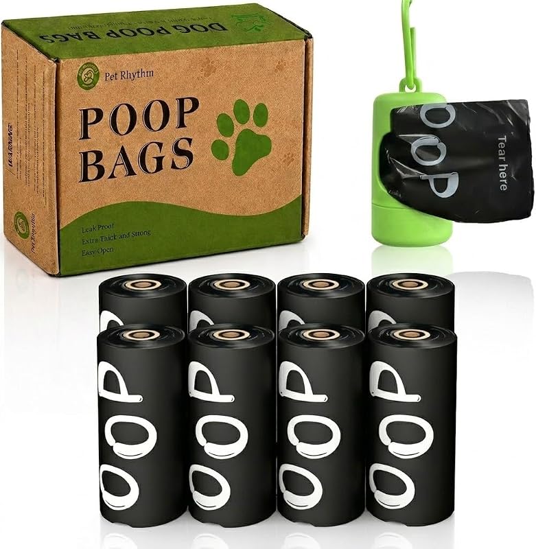 Bolsas para Fezes de Cães com Dispenser Pet Rhythm, 120 Unidades, Pretas