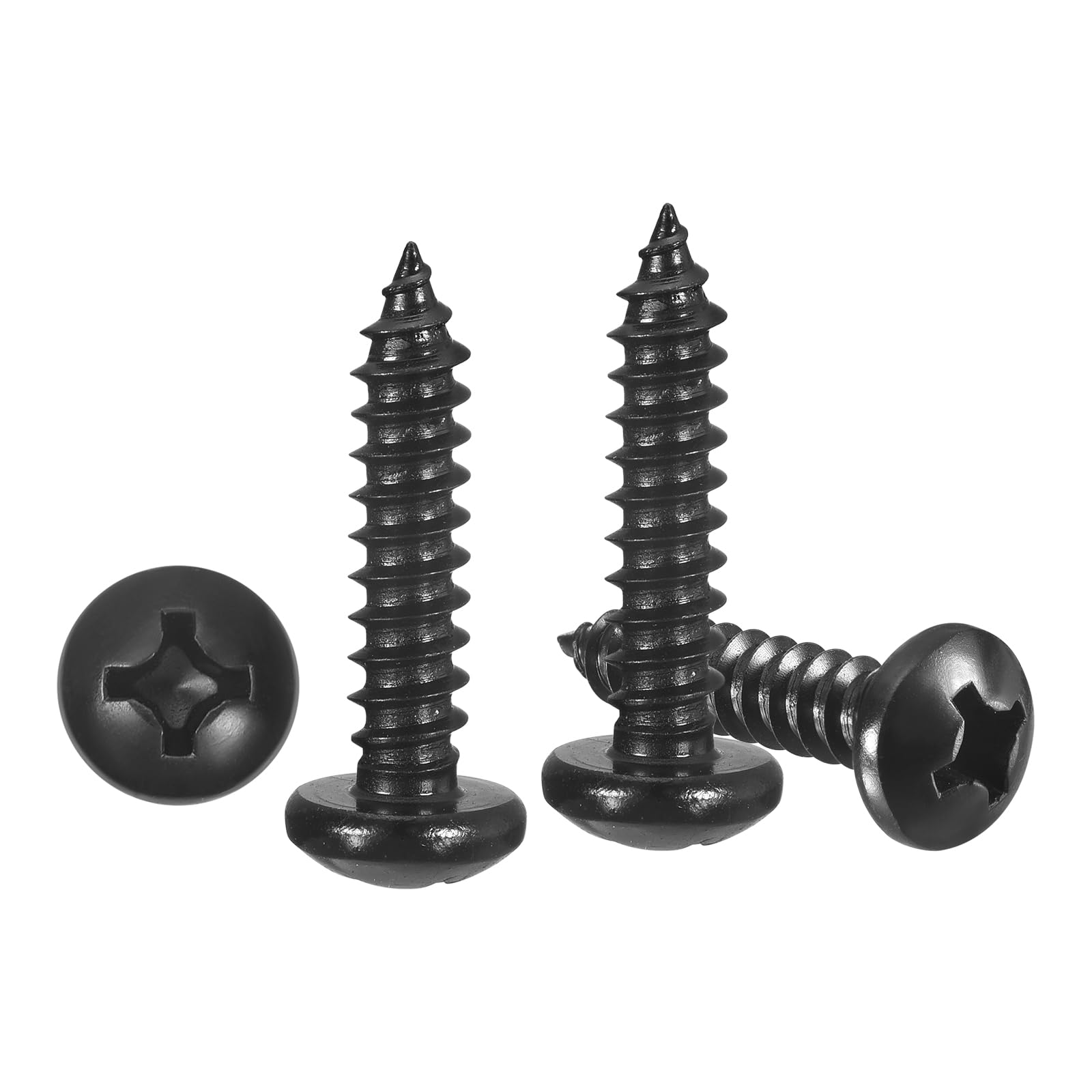 METALLIXITY Phillips Pan Head Self Tapping Screws(#12x1") 40Pcs, 304 Stainless Steel Self Drilling Screw for Metal Wood Plastic, for Cabinet Wall Shutter Plate Rock Furniture, Black — image 1