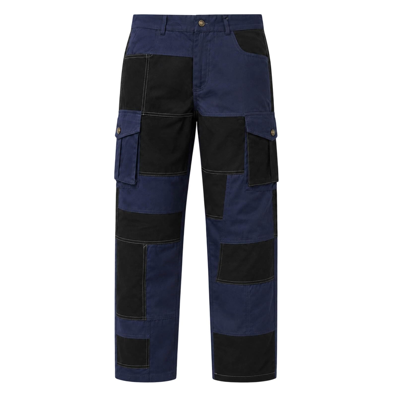 Generisch Set da due pezzi con pantaloni cargo patchwork con camicia tinta unita, abbigliamento casual da uomo