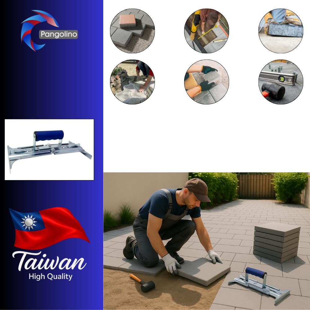 Pangolino Podnośnik do płyt – regulowany uchwyt na płyty tarasowe z ergonomicznym uchwytem – maksymalne obciążenie 30 kg – 6-stopniowa regulacja