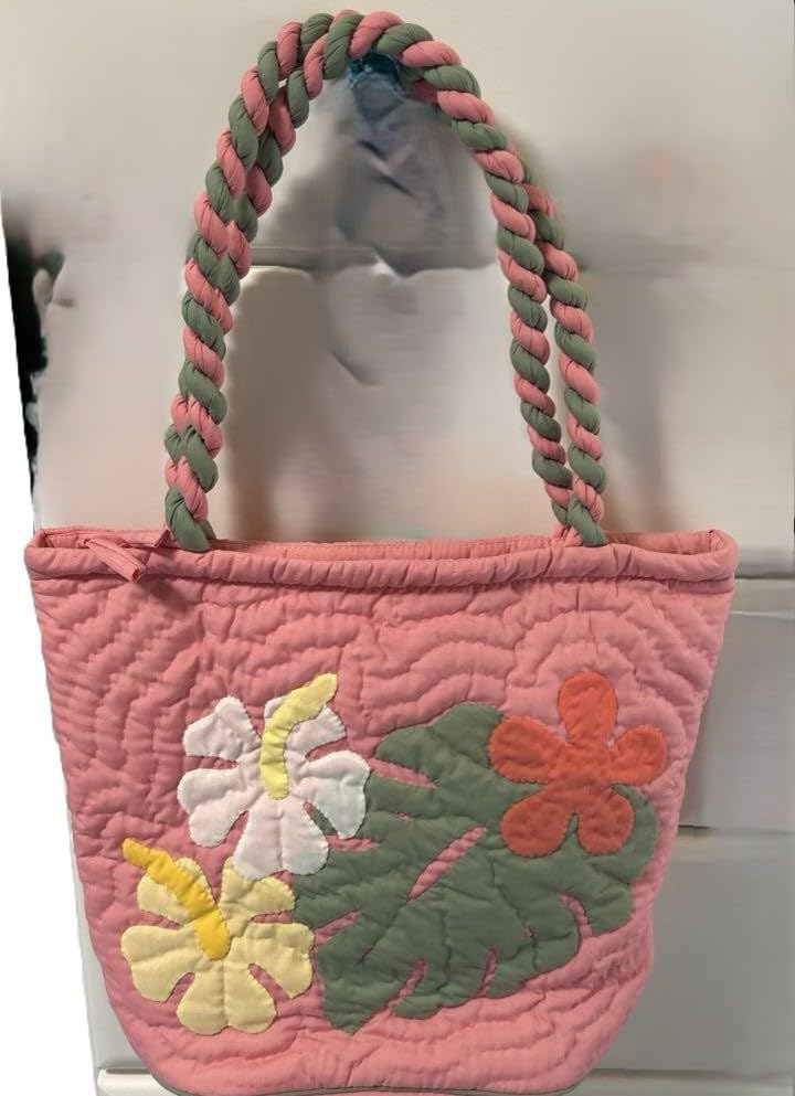 ☆236.ハワイアンキルトバッグ・ハイビスカス＆ティアレ＆モンステラ ハワイアンキルトバッグ ハイビスカス ティアレ ☆236.ハワイアン