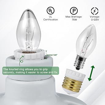 Candelabra Socket Adapters, Standard Light Socket to Candelabra Bulb Socket Adapter, Medium Screw E26 Base to Small E12 Screw Socket Converter, UL (4)