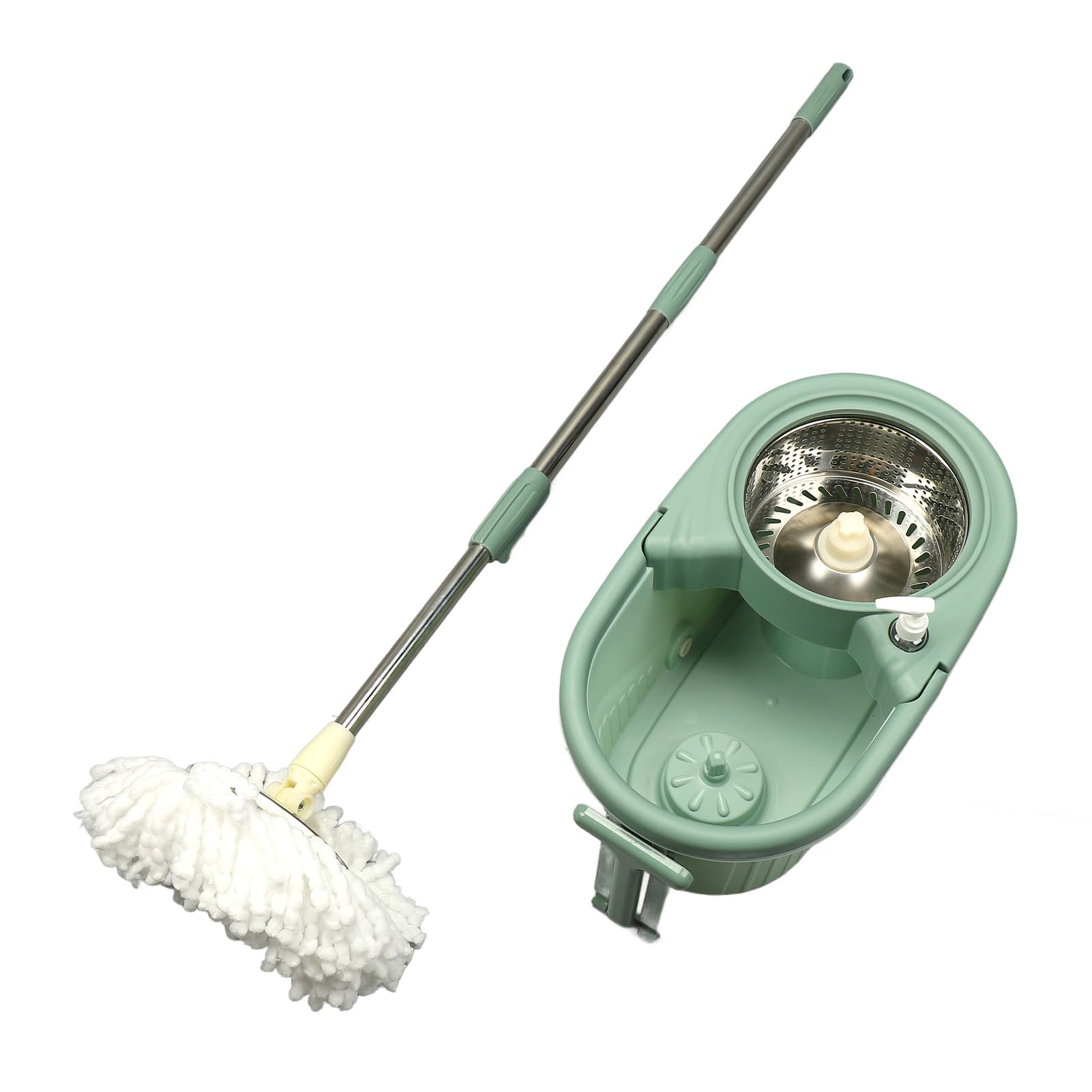 Kit de Limpieza de Suelo con Cubo de Fregona Giratoria 360º para Esquinas y Debajo Muebles, Lavable y Reutilizable, Sin Agacharse ni Mojarse las Manos para Hogar, Oficina, Cocina