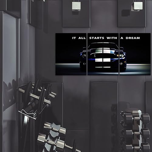 Miniatura 6 de KAWAHONE Lienzo decorativo motivacional para pared, con texto en inglés "It All Starts with A Dream", póster inspirador para oficina, con citas,