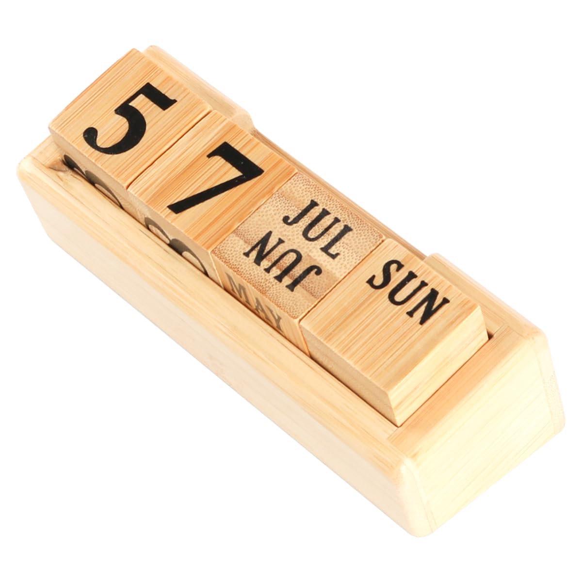 Cubo Digital de Madera Calendario perpetuo de Madera Calendario de Escritorio Cubo de Calendario de Madera Bloque de visualización de Mes, Fecha y día de la Semana de Escritorio de Madera